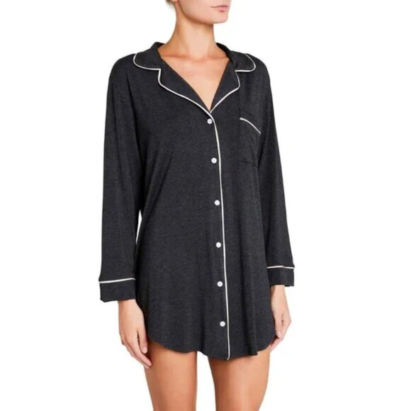 Eberjey Gisele Charcoal Gray Sleepshirt Dress Pajamas Medium - Picture 1 of 4